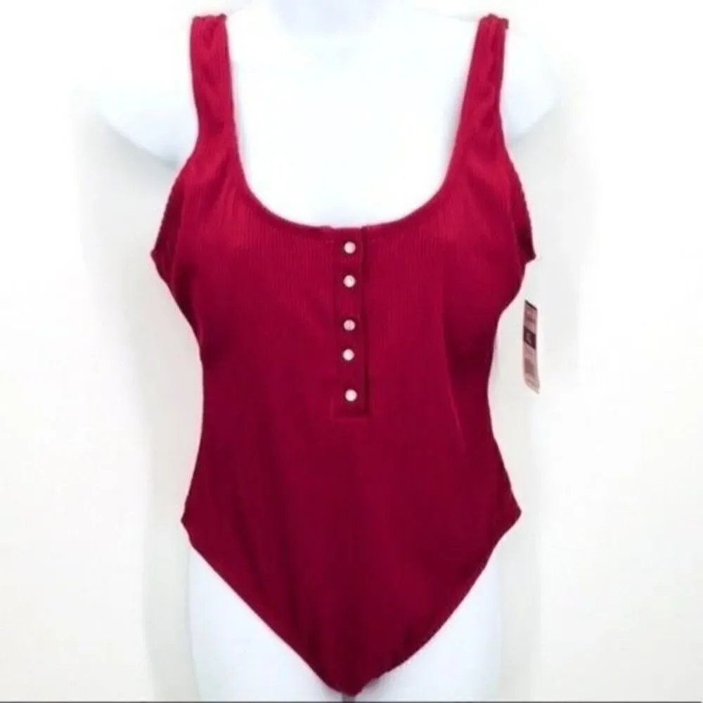 Vigoss one piece swimsuit red ribbed XL BoxA thong
